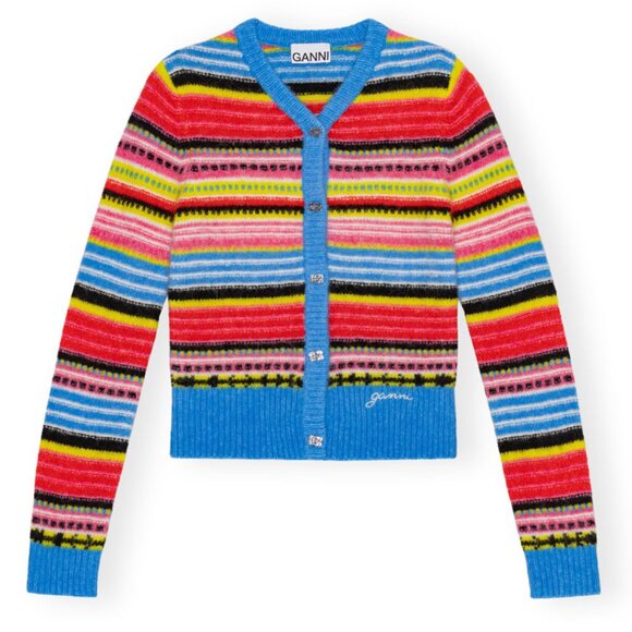 ISO Ganni Multicolor Soft Striped Wool Cardigan XS or S - Picture 1 of 1